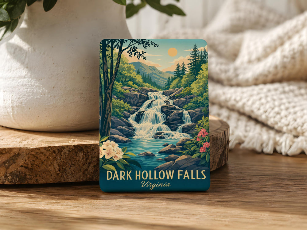 Dark Hollow Falls Fridge Magnet, Waterfall Forest Scene Souvenir Magnet, Nature Hiking Travel Gift, Cabin Lodge Decor Magnet