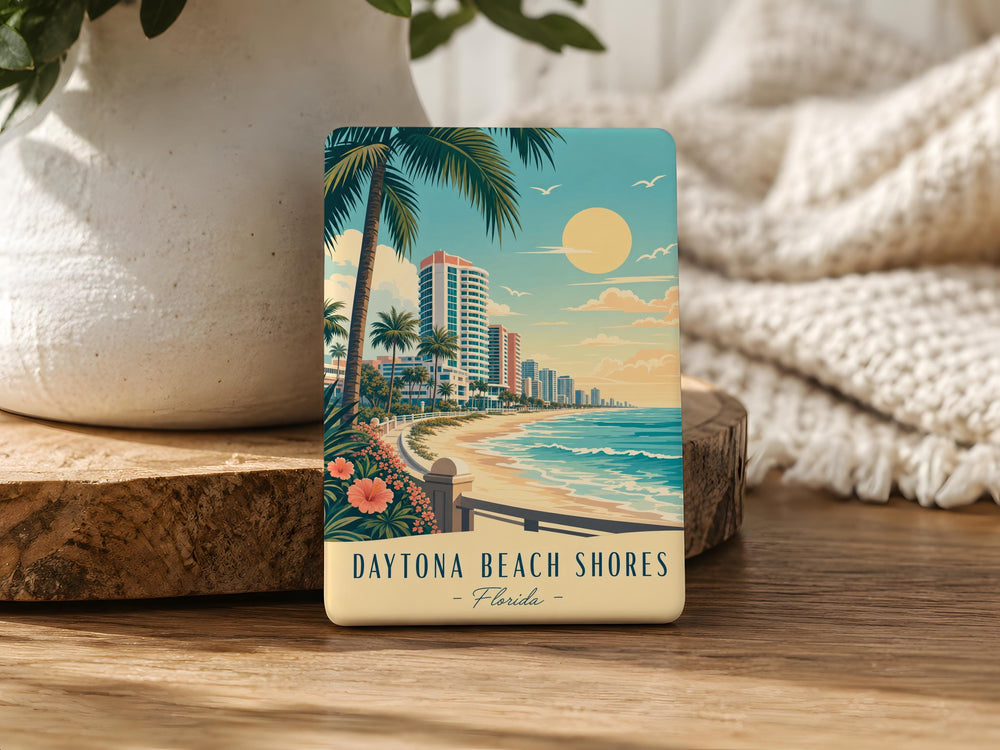 Daytona Beach Shores FL Fridge Magnet, Florida Beach Souvenir Magnet, Coastal Vacation Travel Keepsake Magnet