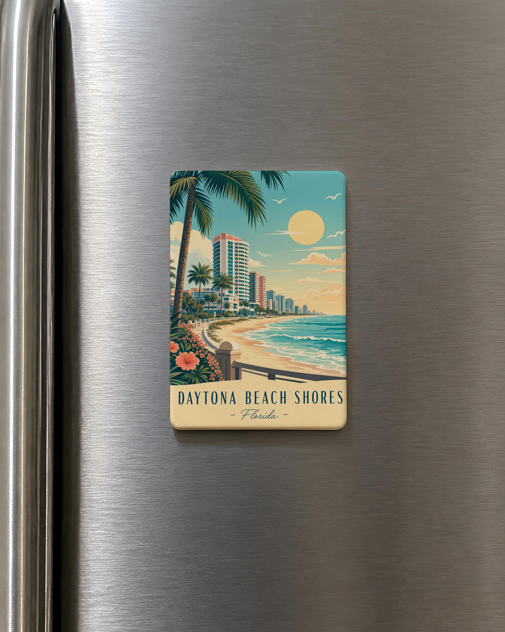 Daytona Beach Shores FL Fridge Magnet, Florida Beach Souvenir Magnet, Coastal Vacation Travel Keepsake Magnet