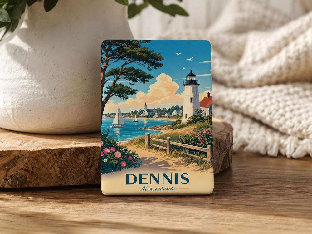 Dennis Massachusetts Fridge Magnet, Dennis MA Souvenir Magnet, Cape Cod Travel Gift, Coastal Town Keepsake Magnet