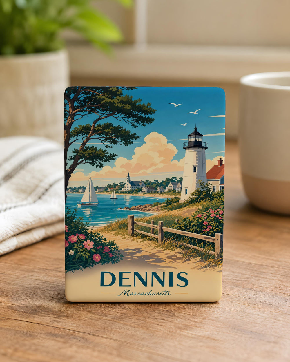 Dennis Massachusetts Fridge Magnet, Dennis MA Souvenir Magnet, Cape Cod Travel Gift, Coastal Town Keepsake Magnet