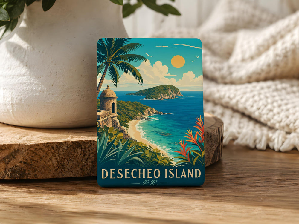 Desecheo Island Puerto Rico Fridge Magnet, Caribbean Island Souvenir, PR Island Landmark Travel Keepsake Gift