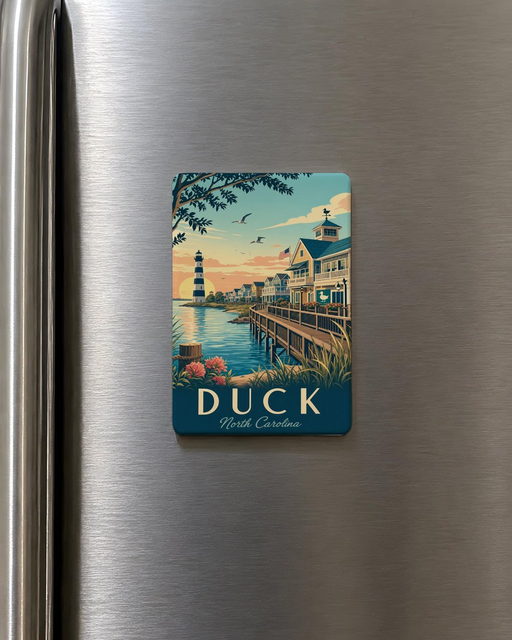 Duck North Carolina Fridge Magnet, Duck NC Souvenir Magnet, Outer Banks Coastal Town Magnet, OBX Travel Keepsake Magnet