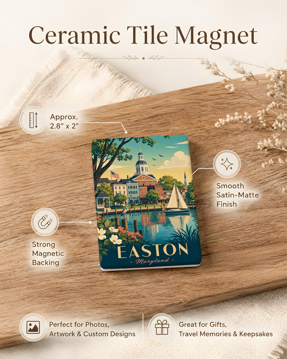 Easton, Maryland Fridge Magnet - Easton MD Souvenir Magnet, Talbot County Travel Keepsake, Eastern Shore Gift