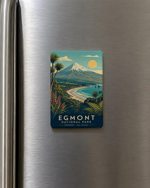 Egmont National Park Fridge Magnet, New Zealand Mountain Landscape Souvenir, Taranaki Travel Keepsake Magnet
