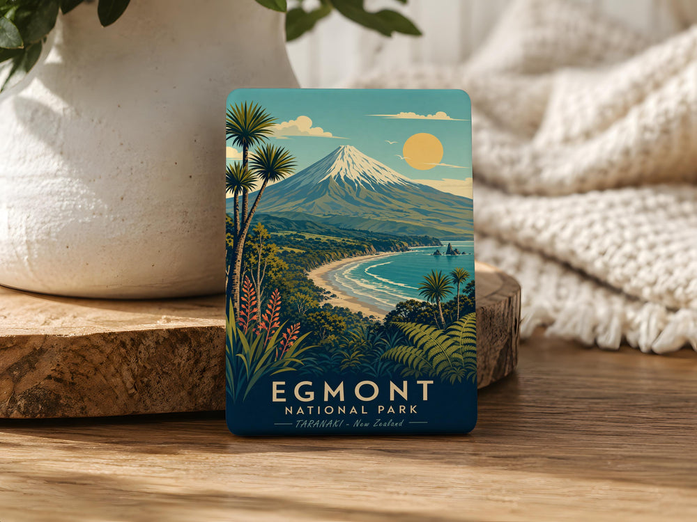 Egmont National Park Fridge Magnet, New Zealand Mountain Landscape Souvenir, Taranaki Travel Keepsake Magnet
