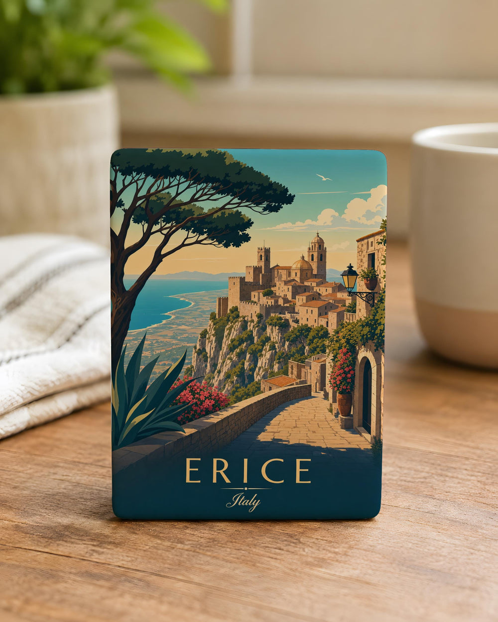 Erice Italy Fridge Magnet, Erice Sicily Souvenir Magnet, Italian Hill Town Travel Keepsake, Italy Vacation Gift Magnet