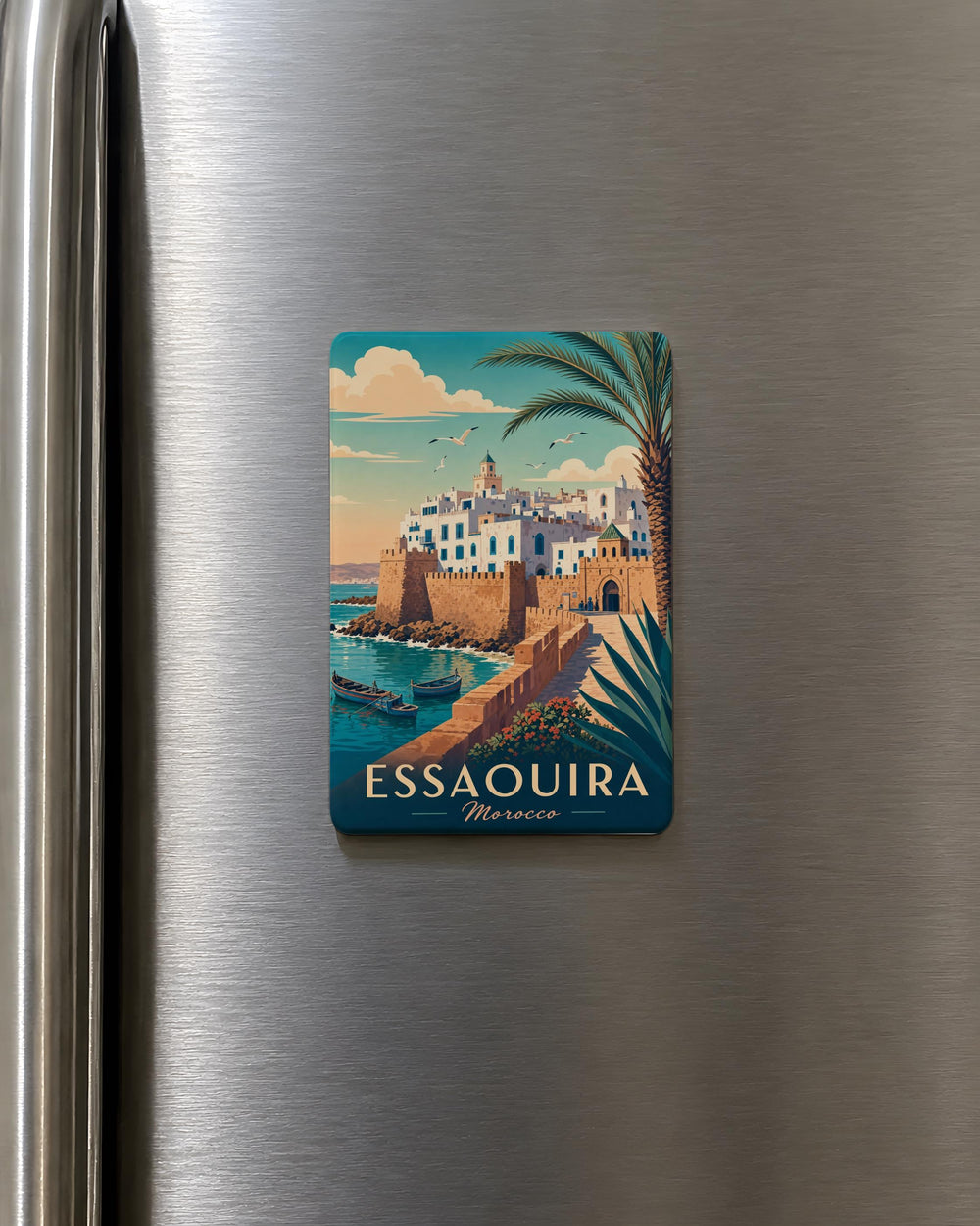 Essaouira Morocco Fridge Magnet, Coastal Medina Cityscape Souvenir, Atlantic Ocean Harbor Landmark Travel Gift