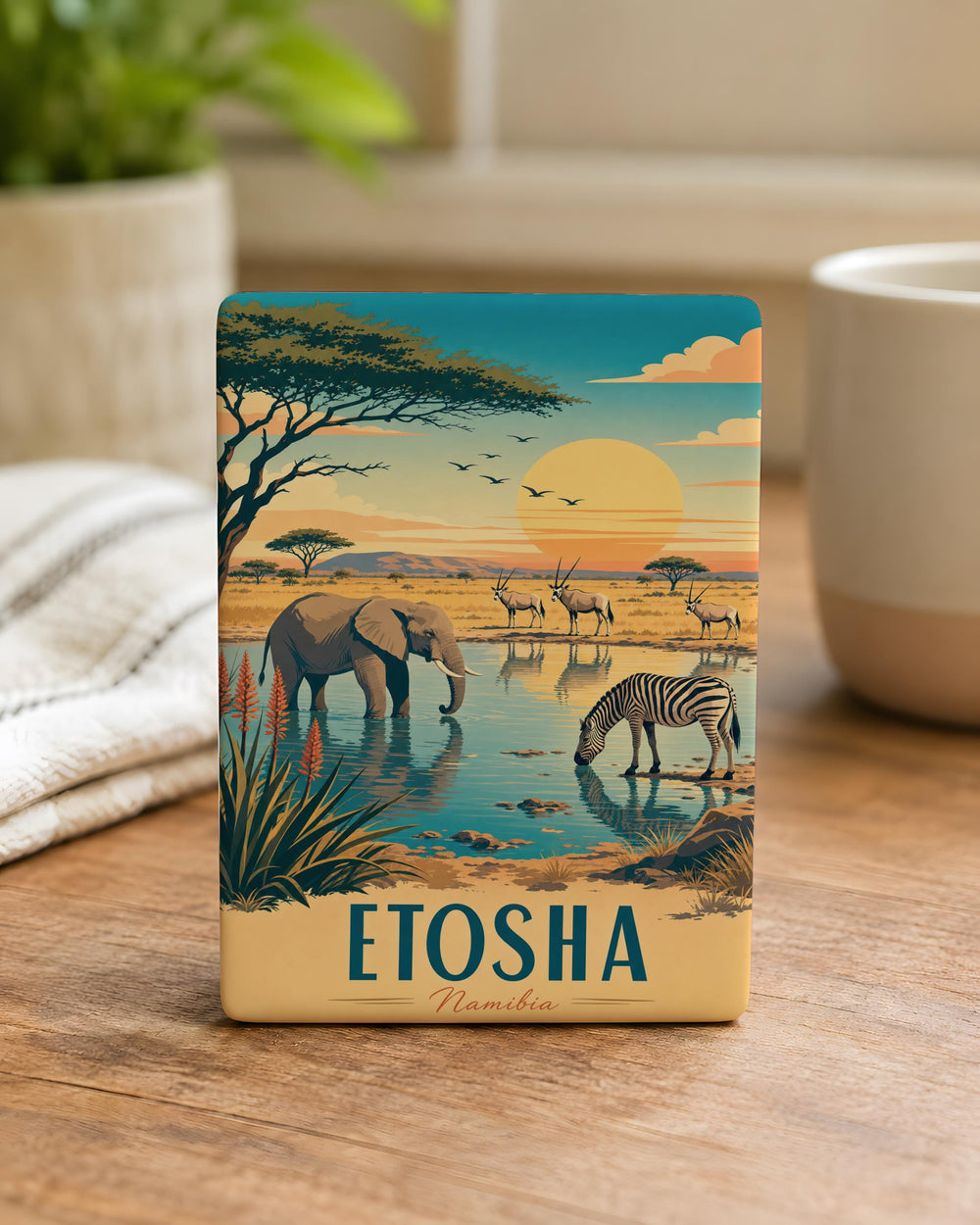 Etosha Namibia Fridge Magnet, Etosha National Park Souvenir Magnet, Namibia Travel Gift, African Safari Wildlife Keepsake Magnet