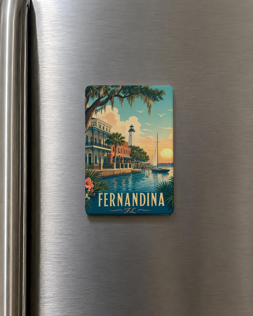 Fernandina Beach FL Fridge Magnet, Florida Coastal Souvenir, Amelia Island Travel Gift, Beach Town Keepsake Magnet