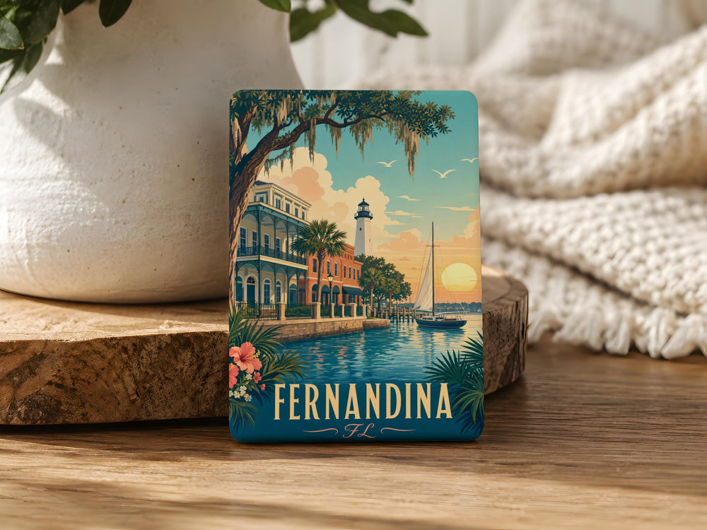 Fernandina Beach FL Fridge Magnet, Florida Coastal Souvenir, Amelia Island Travel Gift, Beach Town Keepsake Magnet