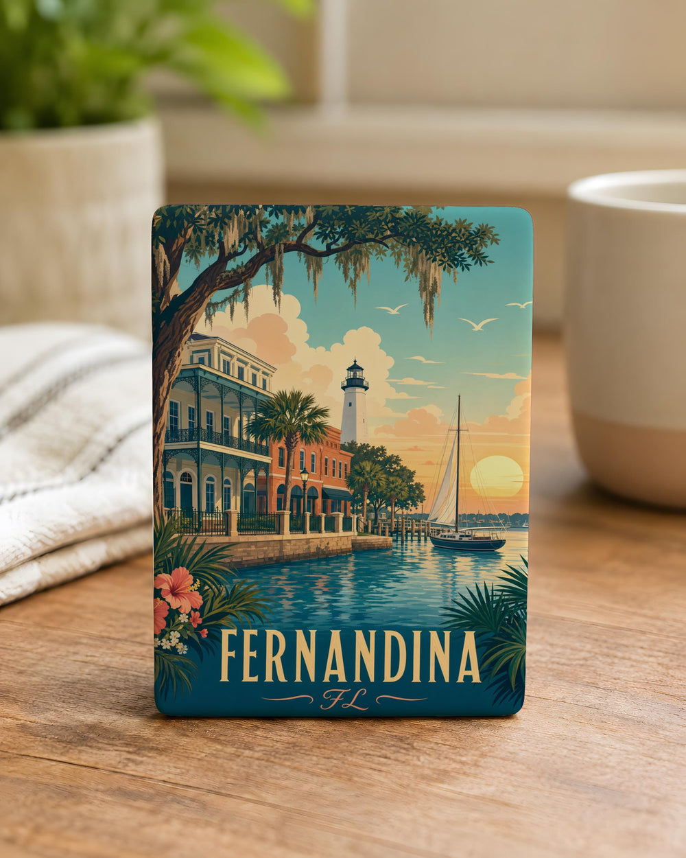 Fernandina Beach FL Fridge Magnet, Florida Coastal Souvenir, Amelia Island Travel Gift, Beach Town Keepsake Magnet