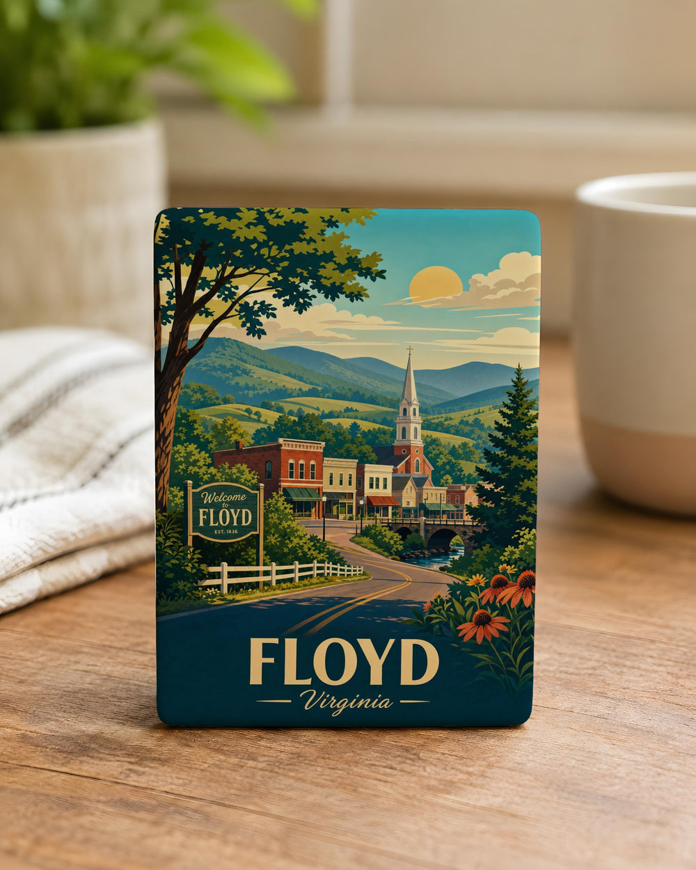 Floyd VA Fridge Magnet, Floyd Virginia Souvenir Magnet, Blue Ridge Mountains Travel Gift, Small Town USA Keepsake Magnet
