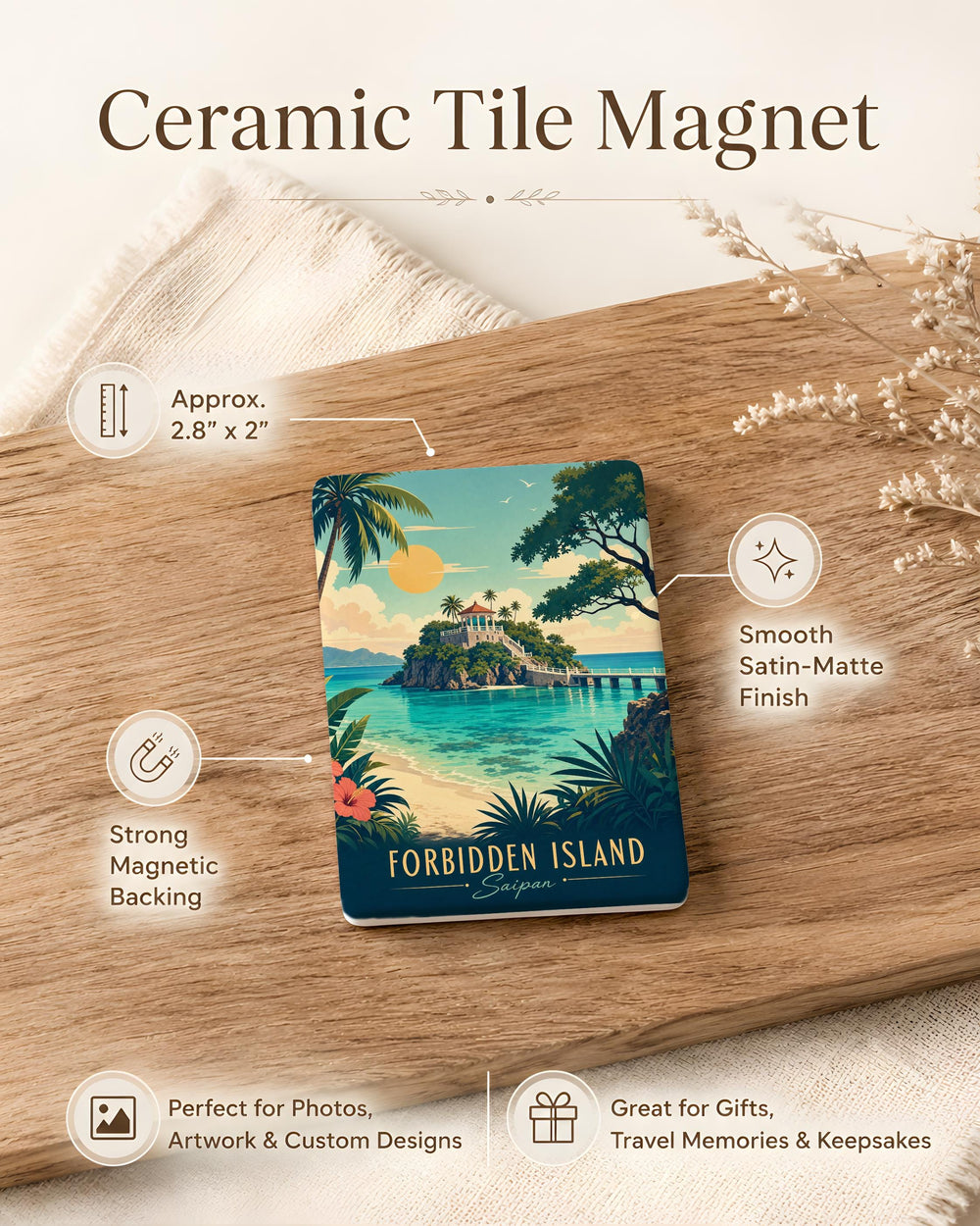 Forbidden Island Saipan Fridge Magnet, Northern Mariana Islands Landmark Souvenir Magnet, Island Travel Keepsake Gift