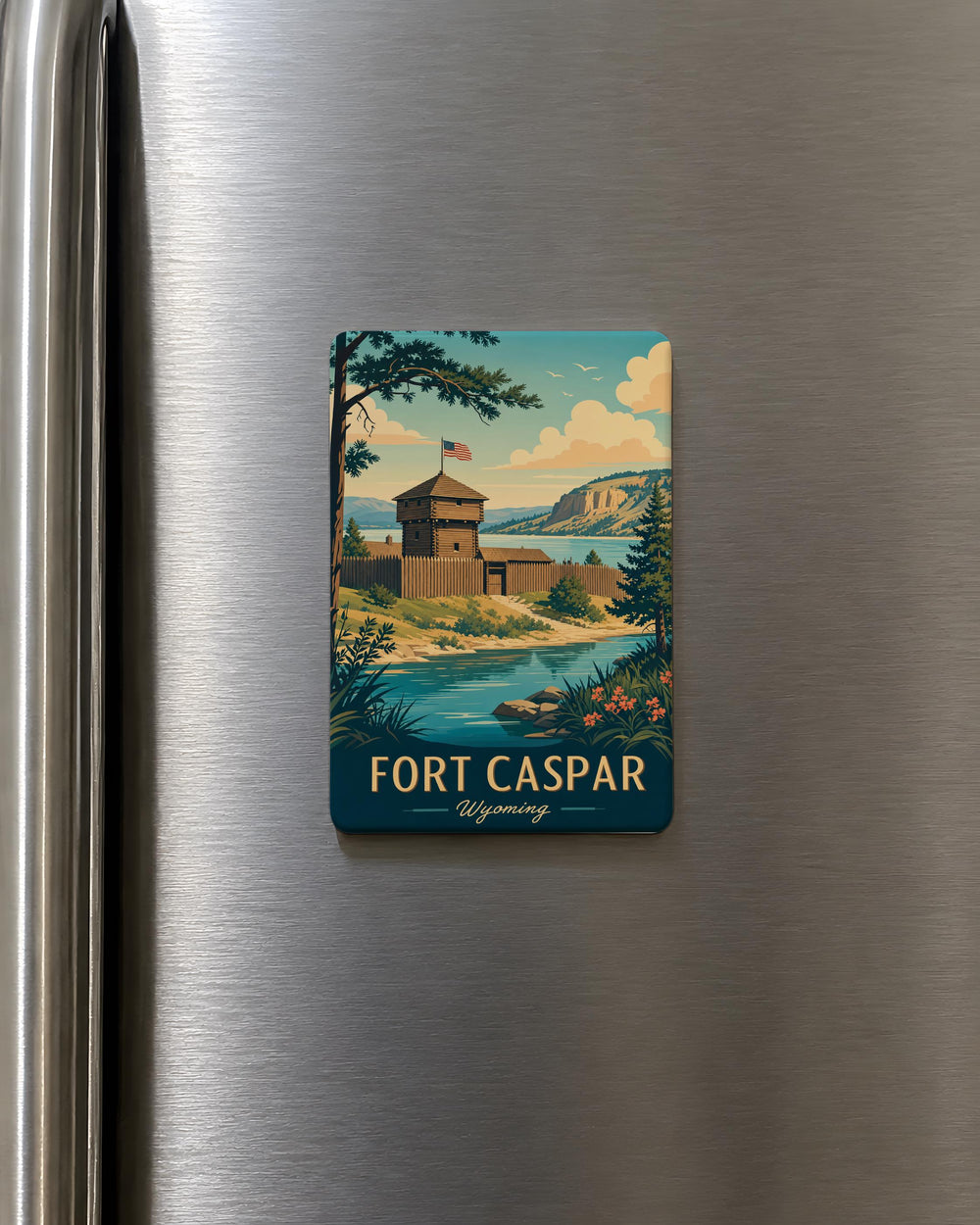 Fort Caspar Fridge Magnet, Historic Wyoming Fort Souvenir, Frontier Landmark Keepsake, Casper Wyoming Travel Gift