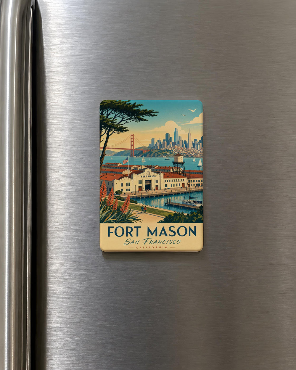 Fort Mason Fridge Magnet, San Francisco Landmark Souvenir Magnet, Historic Waterfront & Pier Travel Keepsake Magnet