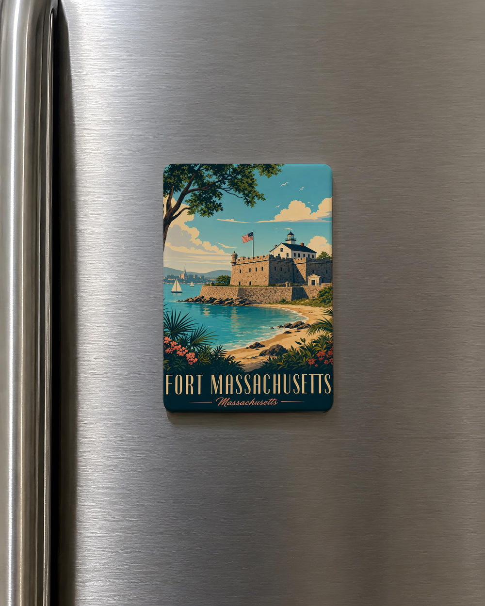Fort Massachusetts Fridge Magnet, Historic Coastal Fort Souvenir Magnet, Massachusetts Landmark Travel Gift, Fort Decor Magnet