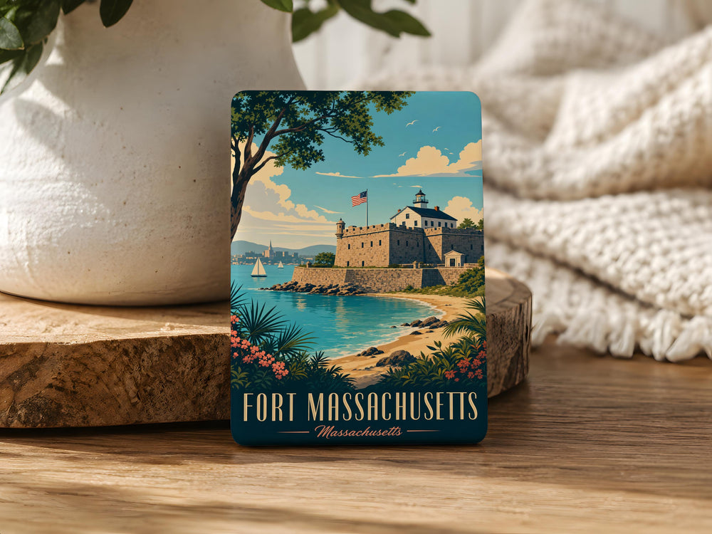 Fort Massachusetts Fridge Magnet, Historic Coastal Fort Souvenir Magnet, Massachusetts Landmark Travel Gift, Fort Decor Magnet
