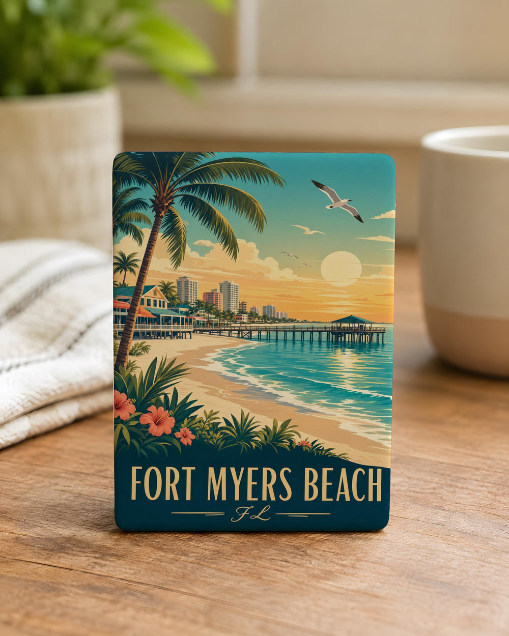 Fort Myers Beach FL Fridge Magnet, Florida Beach Souvenir Magnet, Coastal Vacation Travel Gift, Beach Lover Keepsake Magnet