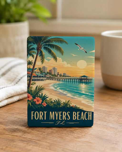 Fort Myers Beach FL Fridge Magnet, Florida Beach Souvenir Magnet, Coastal Vacation Travel Gift, Beach Lover Keepsake Magnet