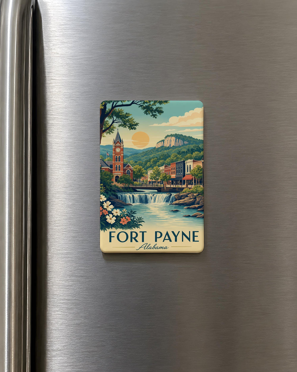 Fort Payne Alabama Fridge Magnet, Fort Payne AL Souvenir Magnet, Alabama Travel Gift, City Landmark Keepsake Magnet