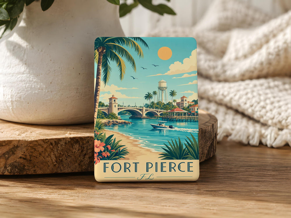 Fort Pierce FL Fridge Magnet, Fort Pierce Florida Souvenir Magnet, Florida Travel Gift, Coastal City Keepsake Magnet