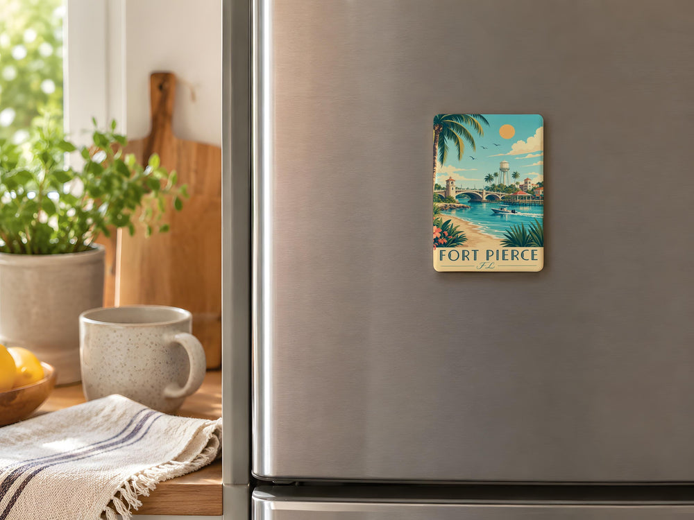 Fort Pierce FL Fridge Magnet, Fort Pierce Florida Souvenir Magnet, Florida Travel Gift, Coastal City Keepsake Magnet