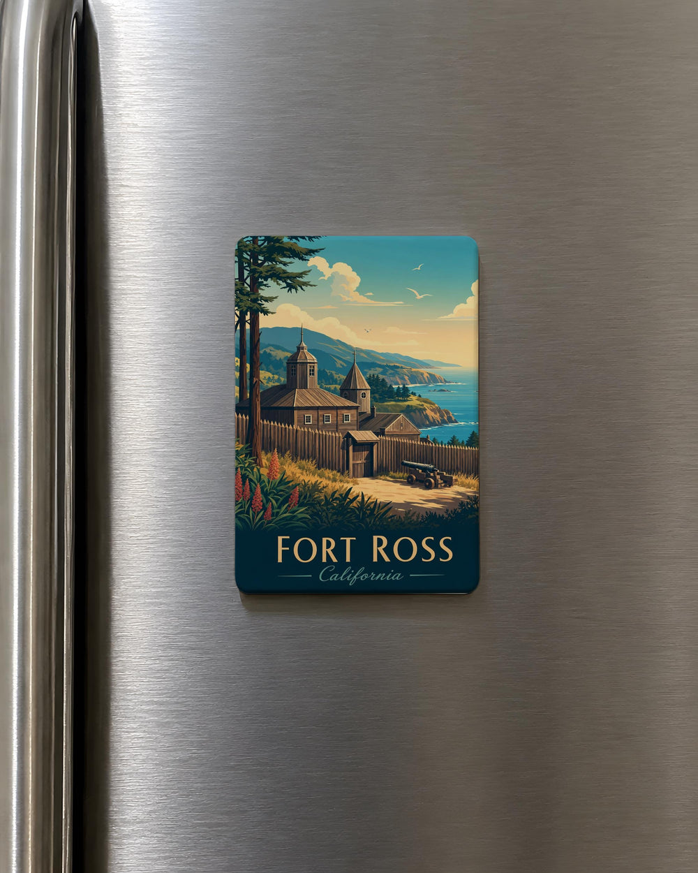 Fort Ross Fridge Magnet, Fort Ross Historic Site Souvenir Magnet, California Landmark Travel Gift, Coastal Fort Keepsake Magnet