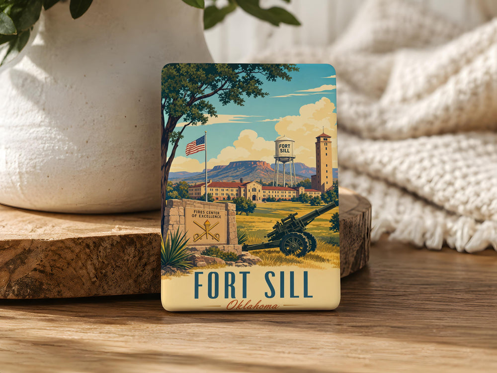 Fort Sill Fridge Magnet, Fort Sill Oklahoma Souvenir Magnet, Military Base Landmark Gift, Army Veteran Keepsake Magnet