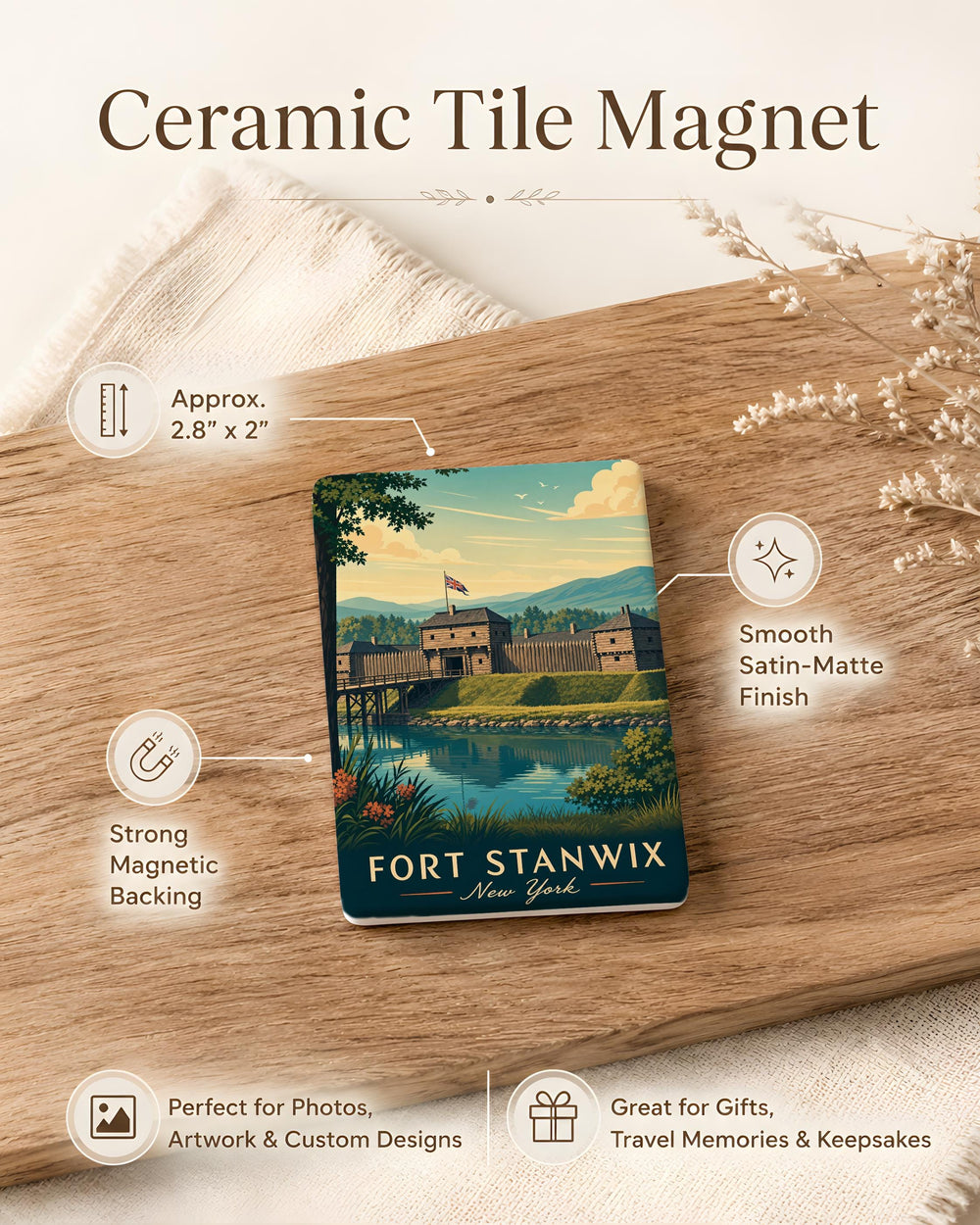Fort Stanwix Fridge Magnet, Fort Stanwix National Monument Souvenir Magnet, Rome NY Historic Fort Travel Keepsake Magnet