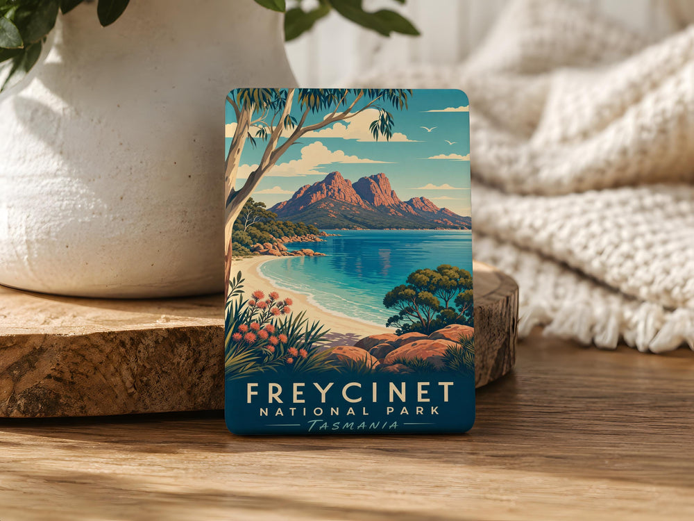 Freycinet National Park Fridge Magnet, Tasmania Australia Travel Souvenir, Wineglass Bay Coastal Landscape Magnet