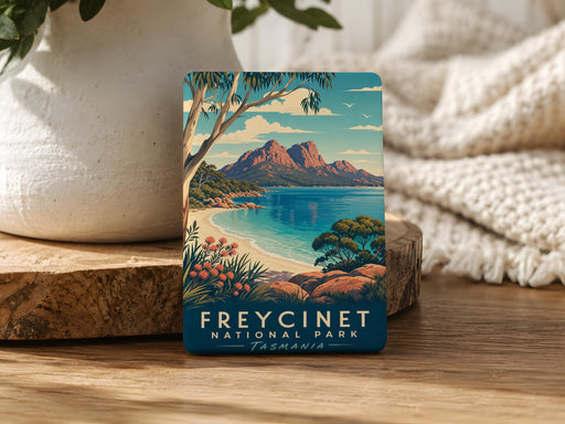 Freycinet National Park Fridge Magnet, Tasmania Australia Travel Souvenir, Wineglass Bay Coastal Landscape Magnet