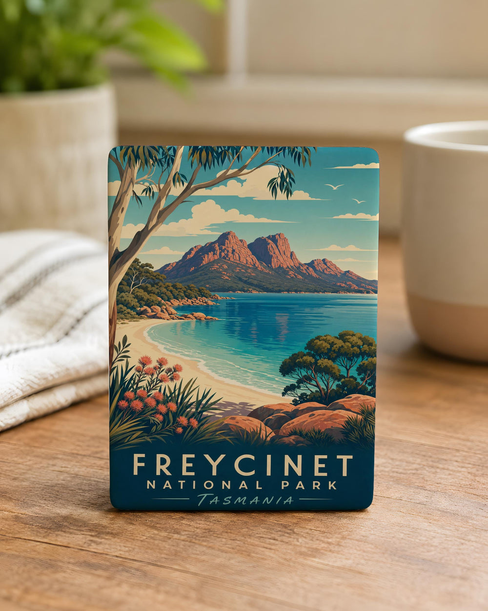 Freycinet National Park Fridge Magnet, Tasmania Australia Travel Souvenir, Wineglass Bay Coastal Landscape Magnet
