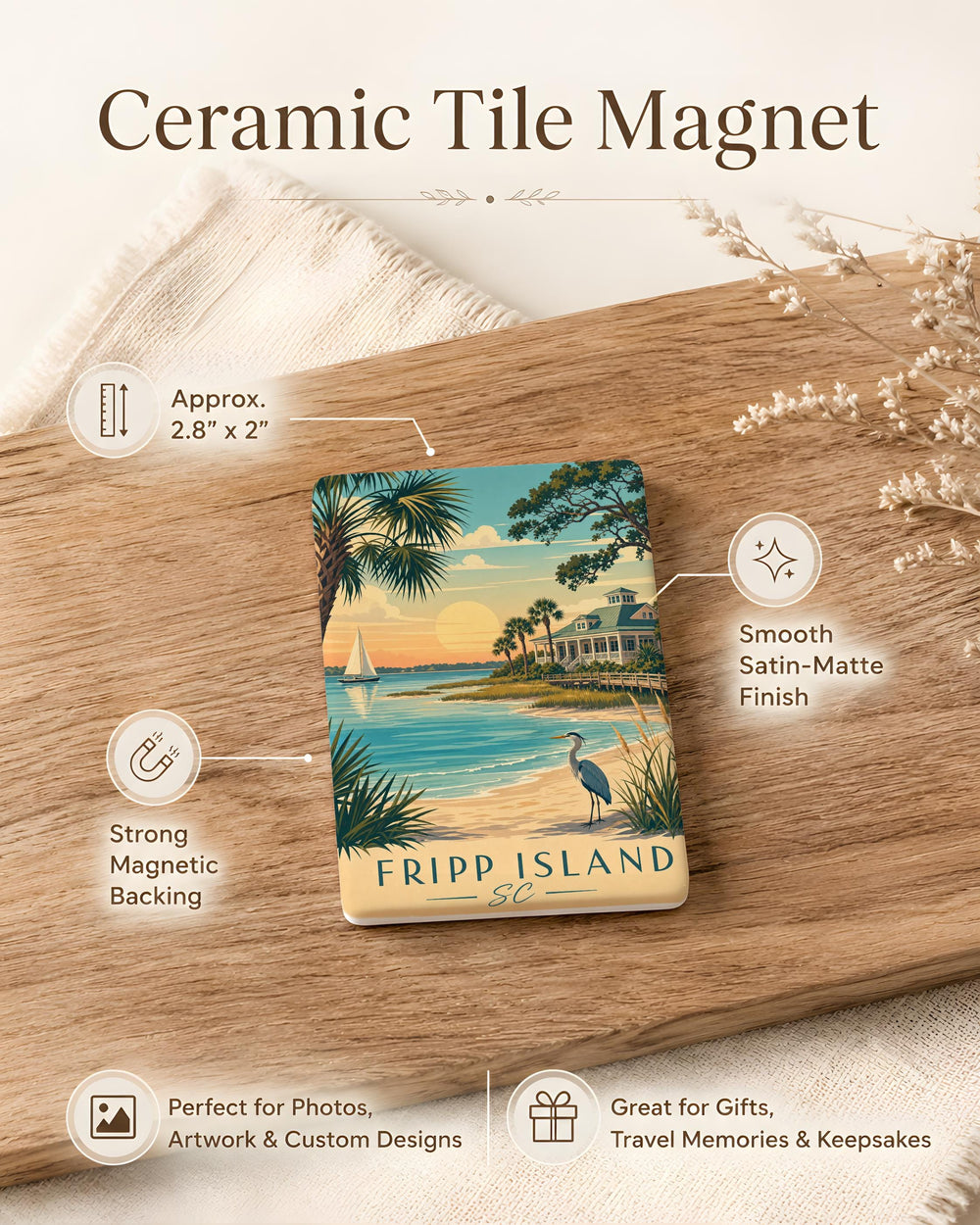 Fripp Island SC Fridge Magnet, South Carolina Coastal Island Souvenir Magnet, Beach Vacation Travel Keepsake Magnet