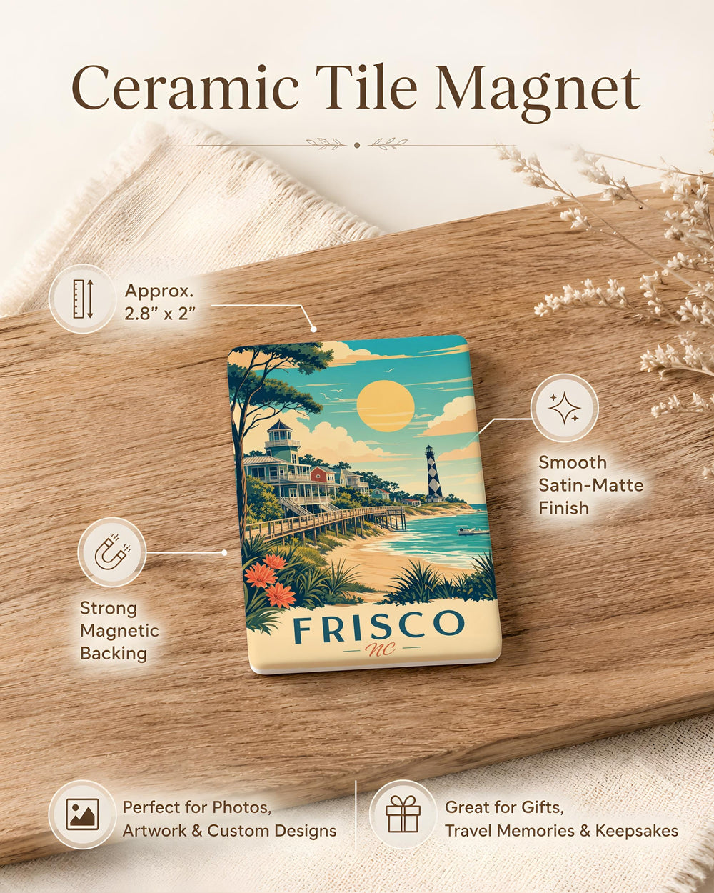 Frisco NC Fridge Magnet, Frisco North Carolina Outer Banks Souvenir Magnet, Coastal Town Travel Keepsake Magnet