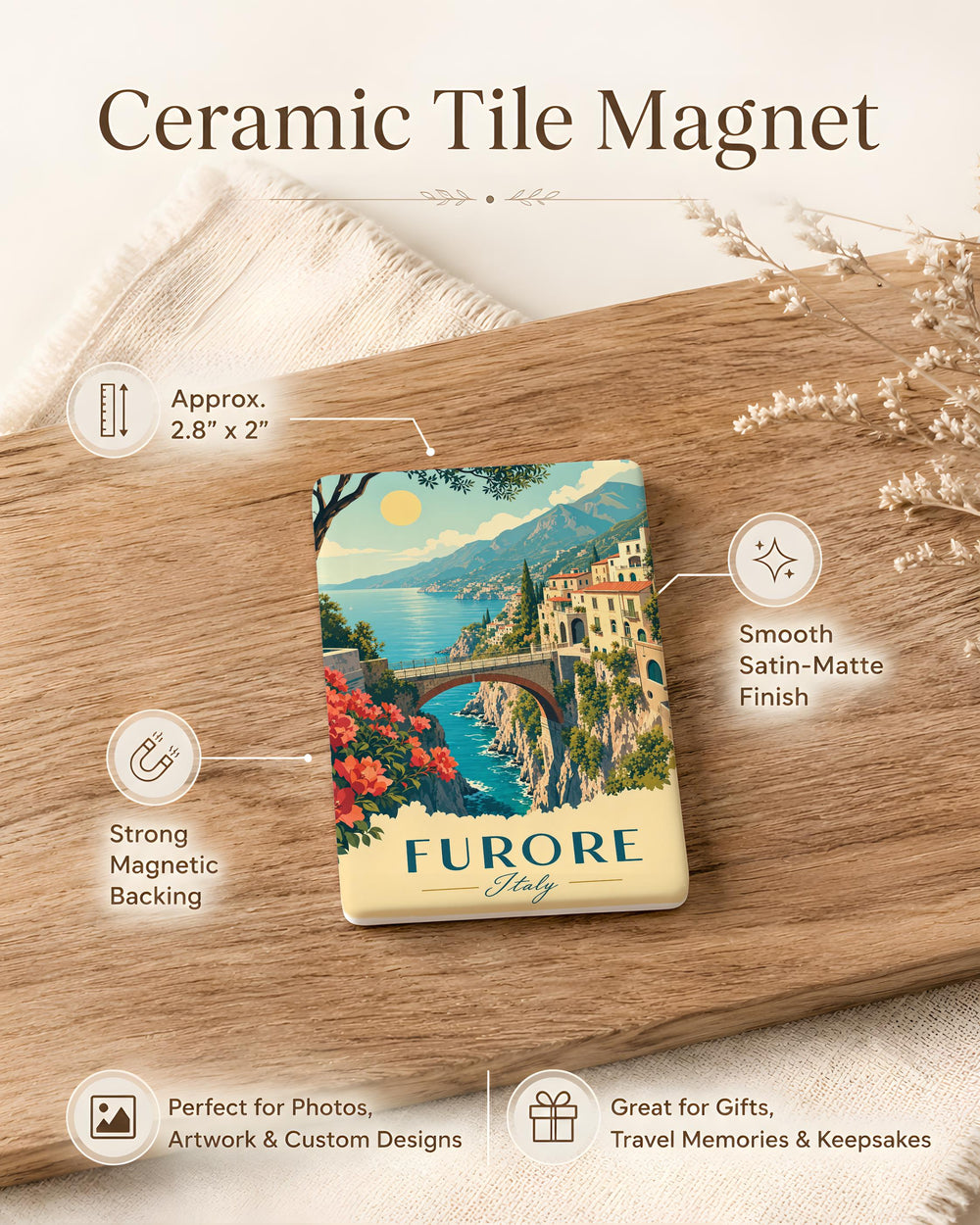 Furore Italy Fridge Magnet, Amalfi Coast Travel Souvenir Magnet, Italian Coastal Town Keepsake Magnet, Italy Vacation Gift