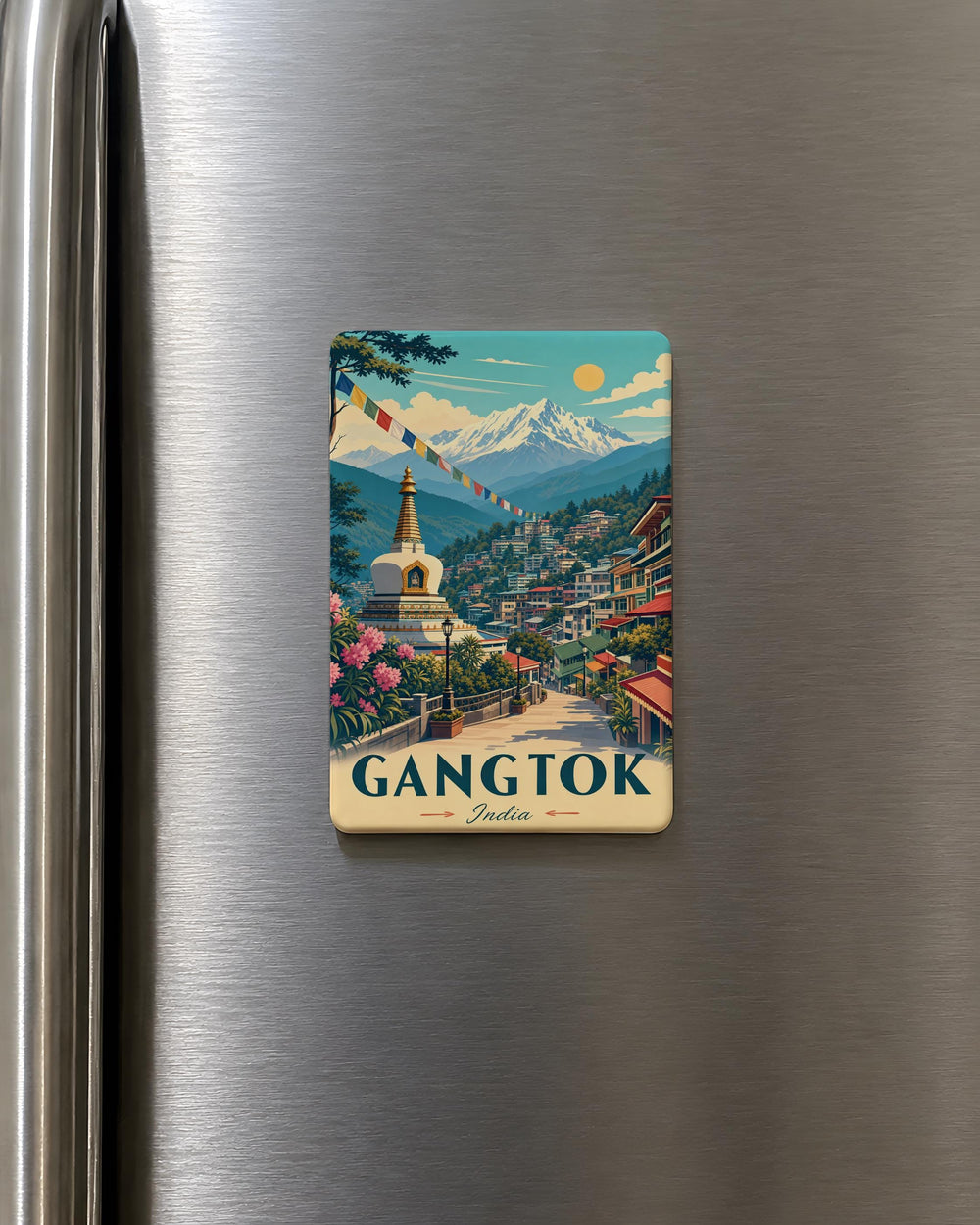 Gangtok India Fridge Magnet, Sikkim Travel Souvenir Magnet, Himalayan Mountain City Landmark Keepsake Magnet