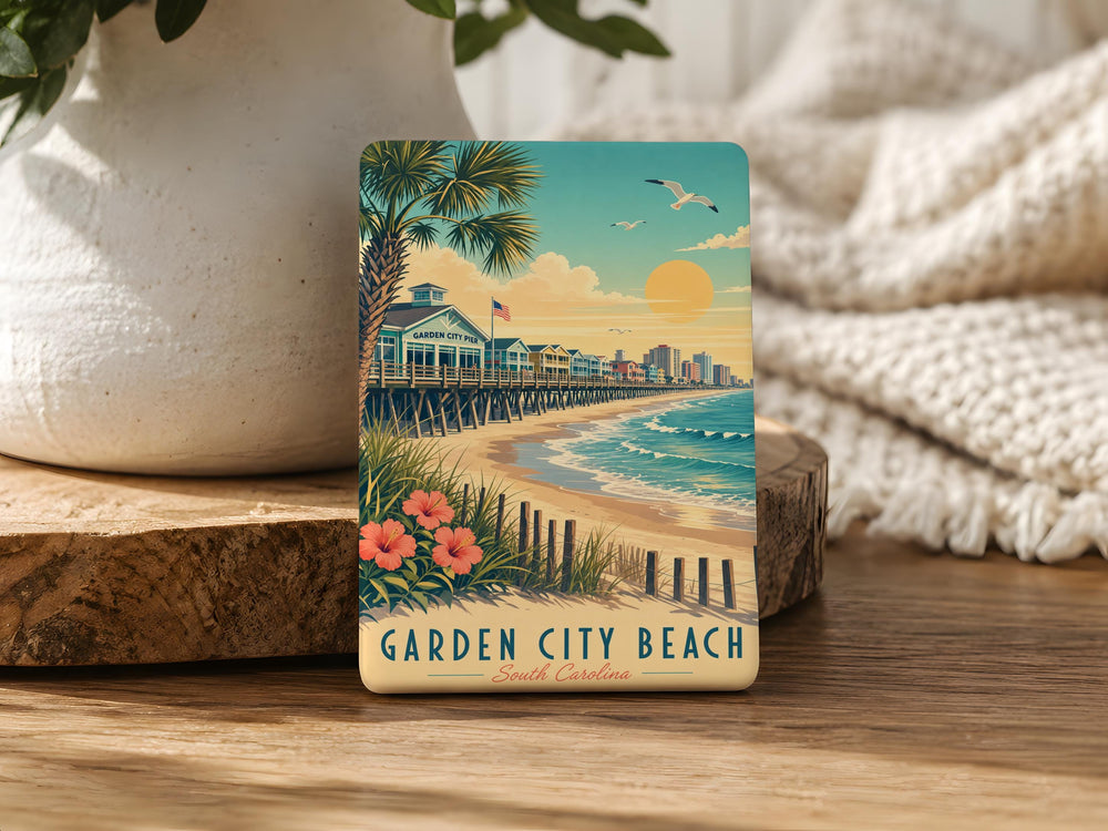 Garden City Beach SC Fridge Magnet, South Carolina Beach Souvenir, Coastal Vacation Travel Gift, Ocean Seaside Keepsake Magnet