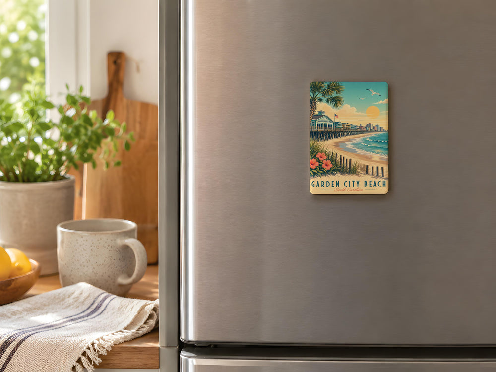 Garden City Beach SC Fridge Magnet, South Carolina Beach Souvenir, Coastal Vacation Travel Gift, Ocean Seaside Keepsake Magnet