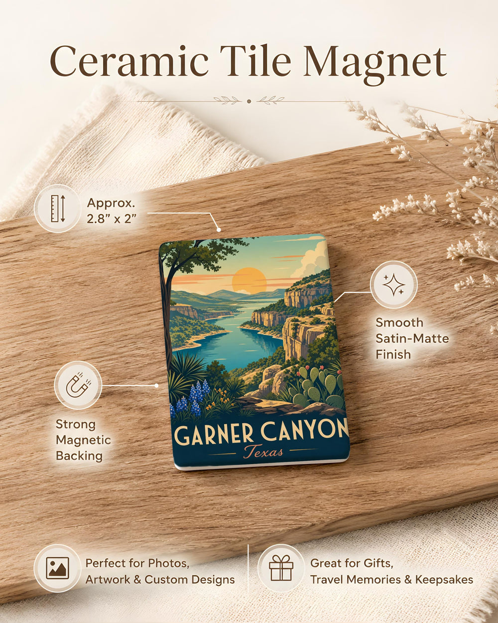 Garner Canyon Texas Fridge Magnet, Hill Country Souvenir, Canyon Landscape Travel Keepsake, Texas Nature Gift, Outdoor Adventure Magnet