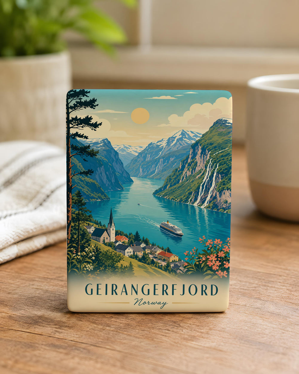 Geirangerfjord Fridge Magnet, Norway Fjord Souvenir, Scandinavian Travel Keepsake, Geirangerfjord Landscape Magnet