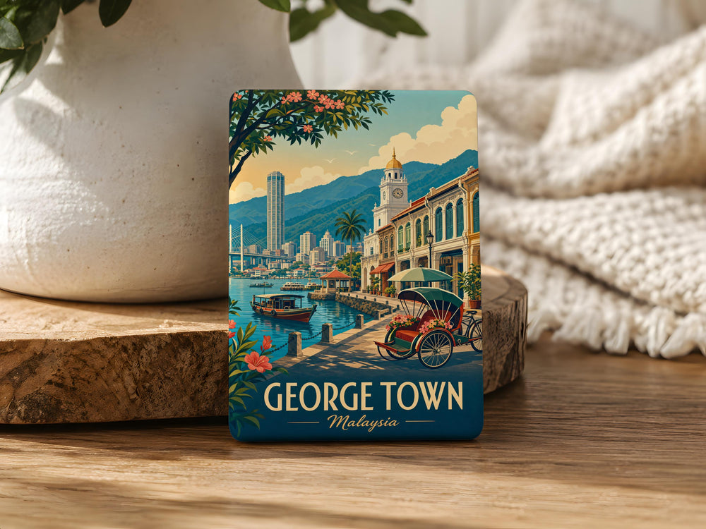 George Town Malaysia Fridge Magnet, Penang Travel Souvenir Magnet, George Town Landmark Keepsake, Malaysia City Gift Magnet