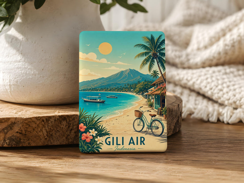 Gili Air Fridge Magnet, Indonesia Island Travel Souvenir, Tropical Beach Vacation Keepsake Magnet