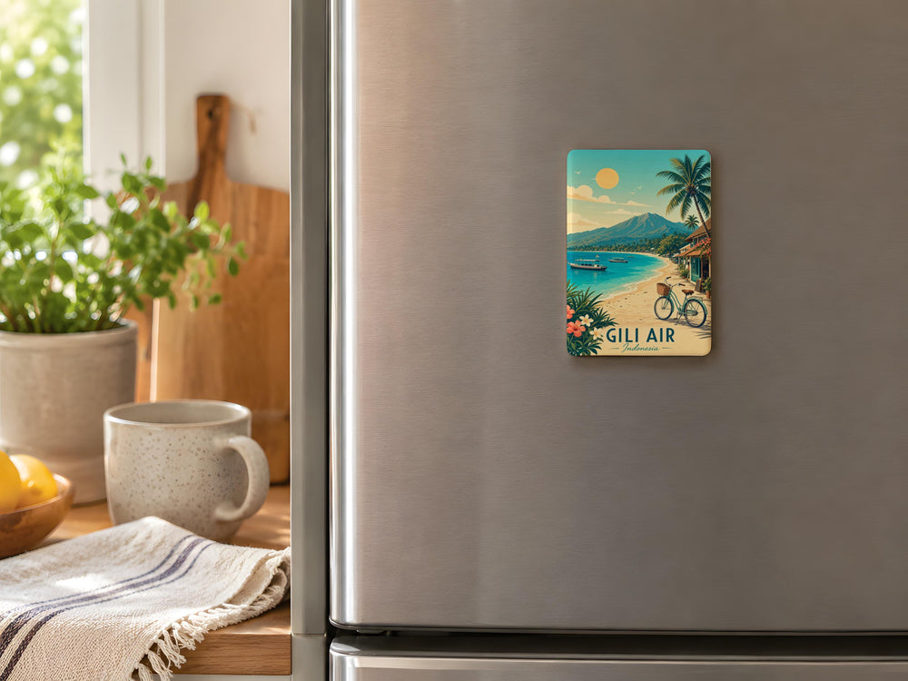 Gili Air Fridge Magnet, Indonesia Island Travel Souvenir, Tropical Beach Vacation Keepsake Magnet