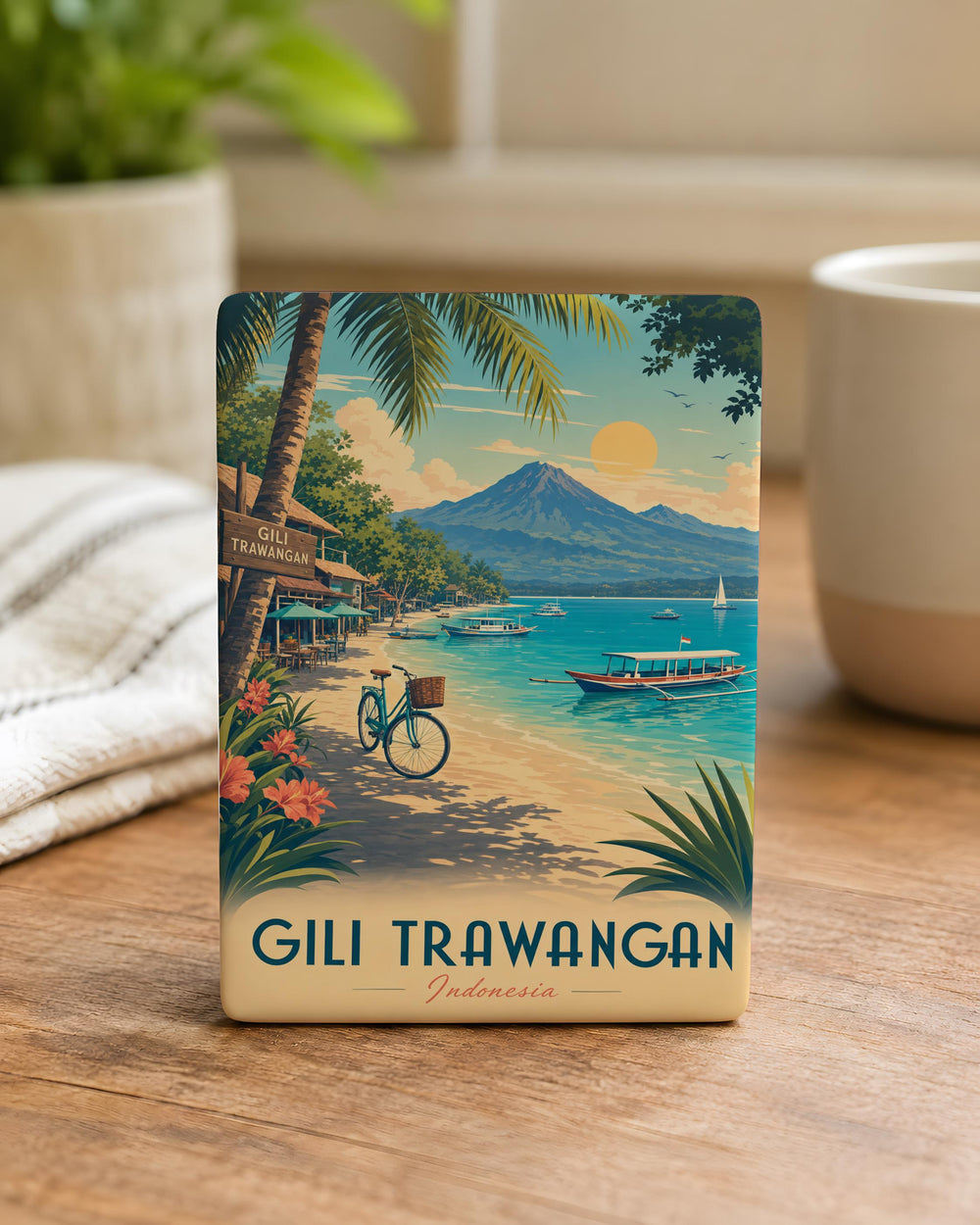 Gili Trawangan Fridge Magnet, Indonesia Island Travel Souvenir, Lombok Beach Vacation Keepsake, Tropical Island Destination Magnet