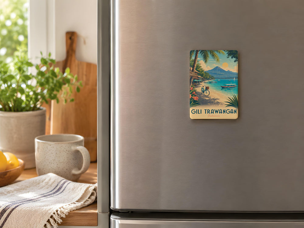 Gili Trawangan Fridge Magnet, Indonesia Island Travel Souvenir, Lombok Beach Vacation Keepsake, Tropical Island Destination Magnet
