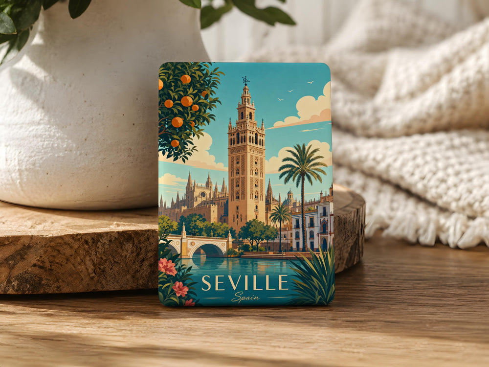 Giralda Tower Fridge Magnet, Seville Spain Landmark Souvenir Magnet, Andalusia Travel Gift, Cathedral Bell Tower Magnet
