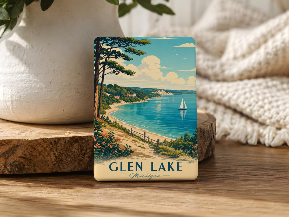 Glen Lake Michigan Fridge Magnet, Glen Lake MI Souvenir Magnet, Michigan Lake House Decor, Up North Vacation Keepsake Magnet