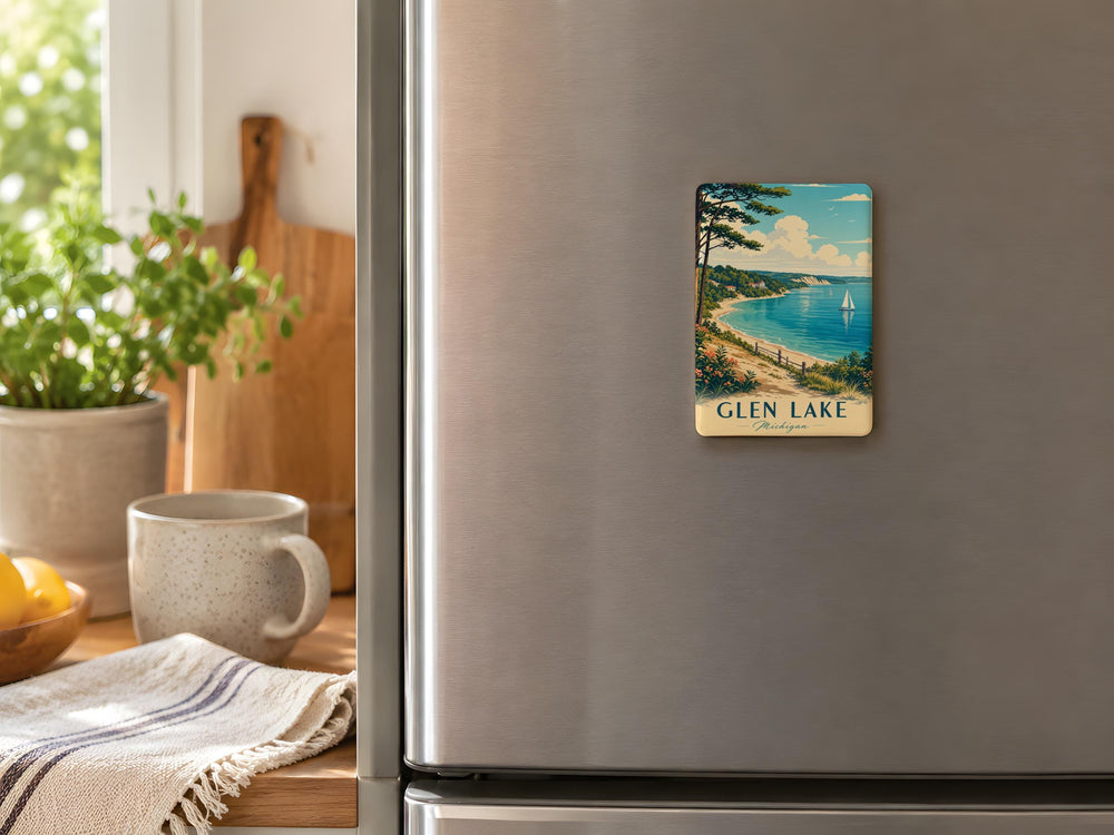 Glen Lake Michigan Fridge Magnet, Glen Lake MI Souvenir Magnet, Michigan Lake House Decor, Up North Vacation Keepsake Magnet