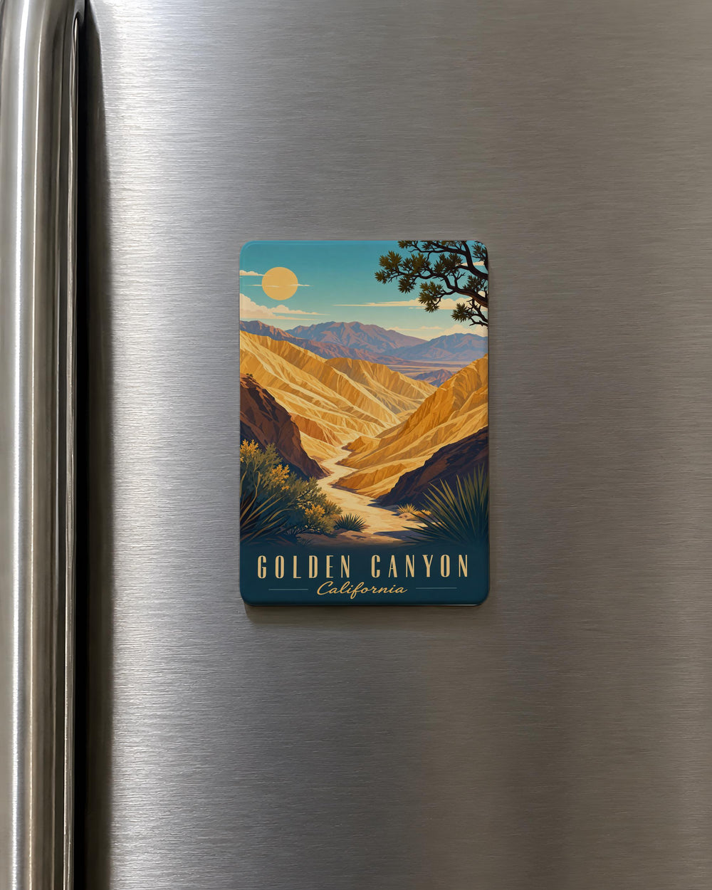 Golden Canyon Fridge Magnet, Desert Canyon Landscape Souvenir Magnet, Hiking Trail Nature Travel Keepsake Magnet